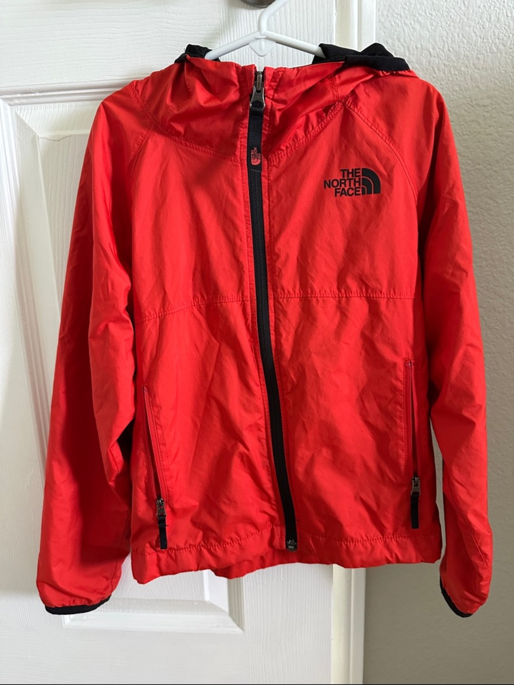 North Face Kids Red Hooded Windbreaker Jacket
